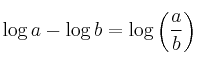 \log{a} - \log{b}= \log{\left( \frac{a}{b} \right)} \log{a} - \log{b}= \log{\left( \frac{a}{b} \right)}