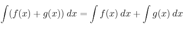 \int (f(x)+g(x)) \: dx = \int f(x) \: dx + \int g(x) \: dx \int (f(x)+g(x)) \: dx = \int f(x) \: dx + \int g(x) \: dx
