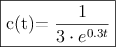\fbox{c(t)=\dfrac{1}{3 \cdot e^{0.3t} }}