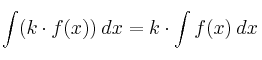 \int (k \cdot f(x)) \: dx = k \cdot \int f(x) \: dx \int (k \cdot f(x)) \: dx = k \cdot \int f(x) \: dx