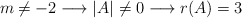 m \neq -2 \longrightarrow |A| \neq 0\longrightarrow r(A)=3