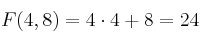 F(4,8) = 4 \cdot 4 + 8 = 24