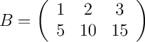 B=\left(
\begin{array}{ccc}
     1 & 2 & 3 
    \\ 5 & 10 & 15   
\end{array}
\right)
