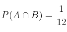 P(A \cap B)= \frac{1}{12} P(A \cap B)= \frac{1}{12}