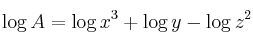  \log A = \log x^3 + \log y - \log z^2 