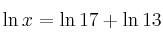 \ln x = \ln 17 + \ln 13