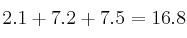 2.1+7.2+7.5=16.8