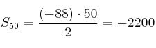 S_{50}=\frac{(-88) \cdot 50}{2} = -2200 S_{50}=\frac{(-88) \cdot 50}{2} = -2200