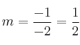 m=\frac{-1}{-2}=\frac{1}{2}