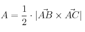 A = \frac{1}{2} \cdot |\vec{AB} \times \vec{AC}| A = \frac{1}{2} \cdot |\vec{AB} \times \vec{AC}|
