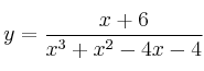 y = \frac{x+6}{x^3+x^2-4x-4} y = \frac{x+6}{x^3+x^2-4x-4}