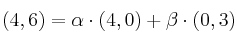 (4,6) = \alpha \cdot (4,0) + \beta \cdot (0,3) 
