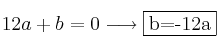 12a+b=0 \longrightarrow \fbox{b=-12a}
