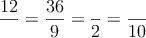 \frac{12}{} = \frac{36}{9} =\frac{}{2} =\frac{}{10} 