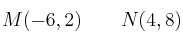 M(-6,2) \qquad N(4,8)