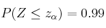 P(Z \leq z_{\alpha}) = 0.99