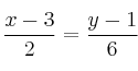 \frac{x-3}{2}=\frac{y-1}{6}