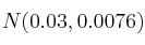 N(0.03 , 0.0076)