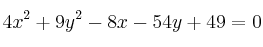 4x^2+9y^2-8x-54y+49=0