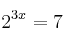 2^{3x}=7 
