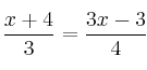 \frac{x+4}{3} = \frac{3x-3}{4}