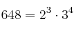 648 = 2^3 \cdot 3^4