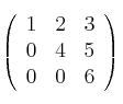 \left(
\begin{array}{ccc}
        1 & 2 & 3 
    \\ 0 & 4 & 5   
    \\ 0 & 0 & 6
\end{array}
\right)