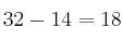 32-14=18