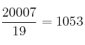 \frac{20007}{19} = 1053