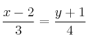 \frac{x-2}{3} = \frac{y+1}{4}