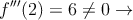 f^{\prime\prime\prime}(2)=6 \neq 0 \rightarrow 