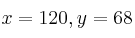 x=120 , y=68 x=120 , y=68
