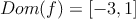 Dom(f) = [-3,1]