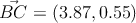 \vec{BC} =(3.87,0.55)