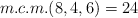 m.c.m.(8,4,6) = 24
