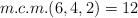 m.c.m.(6,4,2) = 12