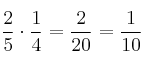 \frac{2}{5} \cdot \frac{1}{4} = \frac{2}{20} = \frac{1}{10}