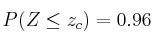 P(Z \leq z_c) =0.96