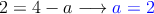 2=4-a \longrightarrow \textcolor{blue}{a=2}