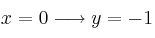 x=0 \longrightarrow y=-1