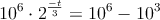 10^6 \cdot 2^{\frac{-t}{3}} = 10^6-10^3 10^6 \cdot 2^{\frac{-t}{3}} = 10^6-10^3