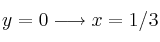 y=0 \longrightarrow x=1/3