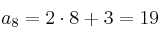 a_8 = 2 \cdot 8 + 3 = 19 a_8 = 2 \cdot 8 + 3 = 19