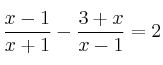 \frac{x-1}{x+1}-\frac{3+x}{x-1}=2