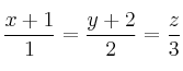 \frac{x+1}{1}=\frac{y+2}{2}=\frac{z}{3}