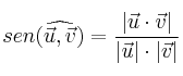 sen(\widehat{\vec{u},\vec{v}}) = \frac{|\vec{u} \cdot \vec{v}|}{|\vec{u}| \cdot  |\vec{v}|} 