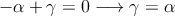  -\alpha + \gamma =0 \longrightarrow \gamma =\alpha