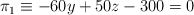 \pi_1 \equiv -60y+50z-300=0