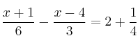 \frac{x+1}{6}-\frac{x-4}{3} = 2 +  \frac{1}{4}