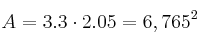 A=3.3 \cdot 2.05 =  6,765 \cm^2